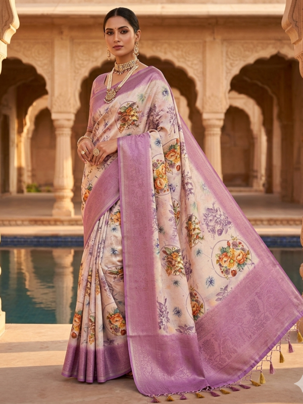 Digital-floral printed saree