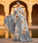 White Georgette printed saree
