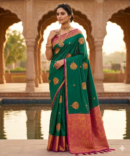 Vibrant green soft silk saree