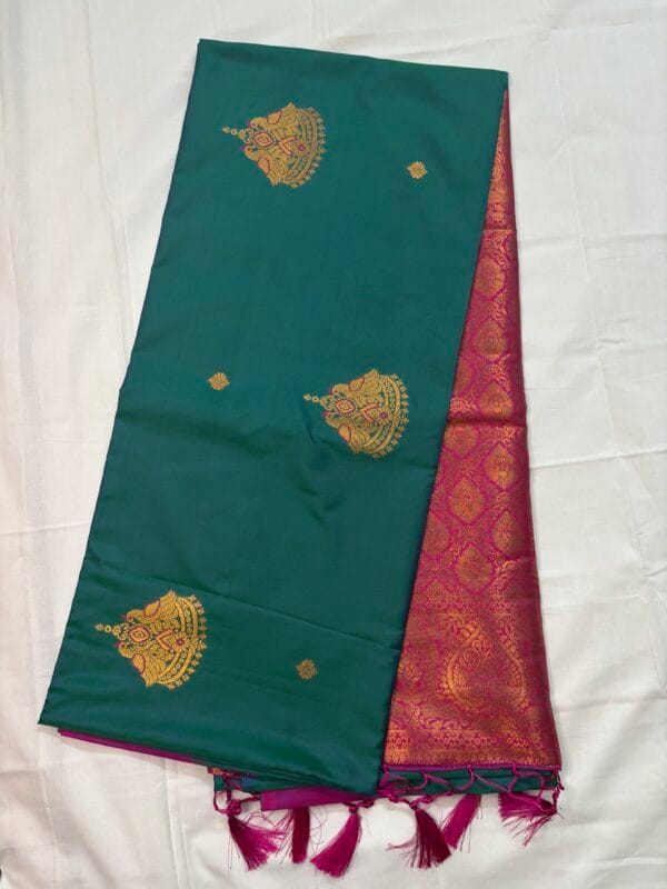 Vibrant green soft silk saree