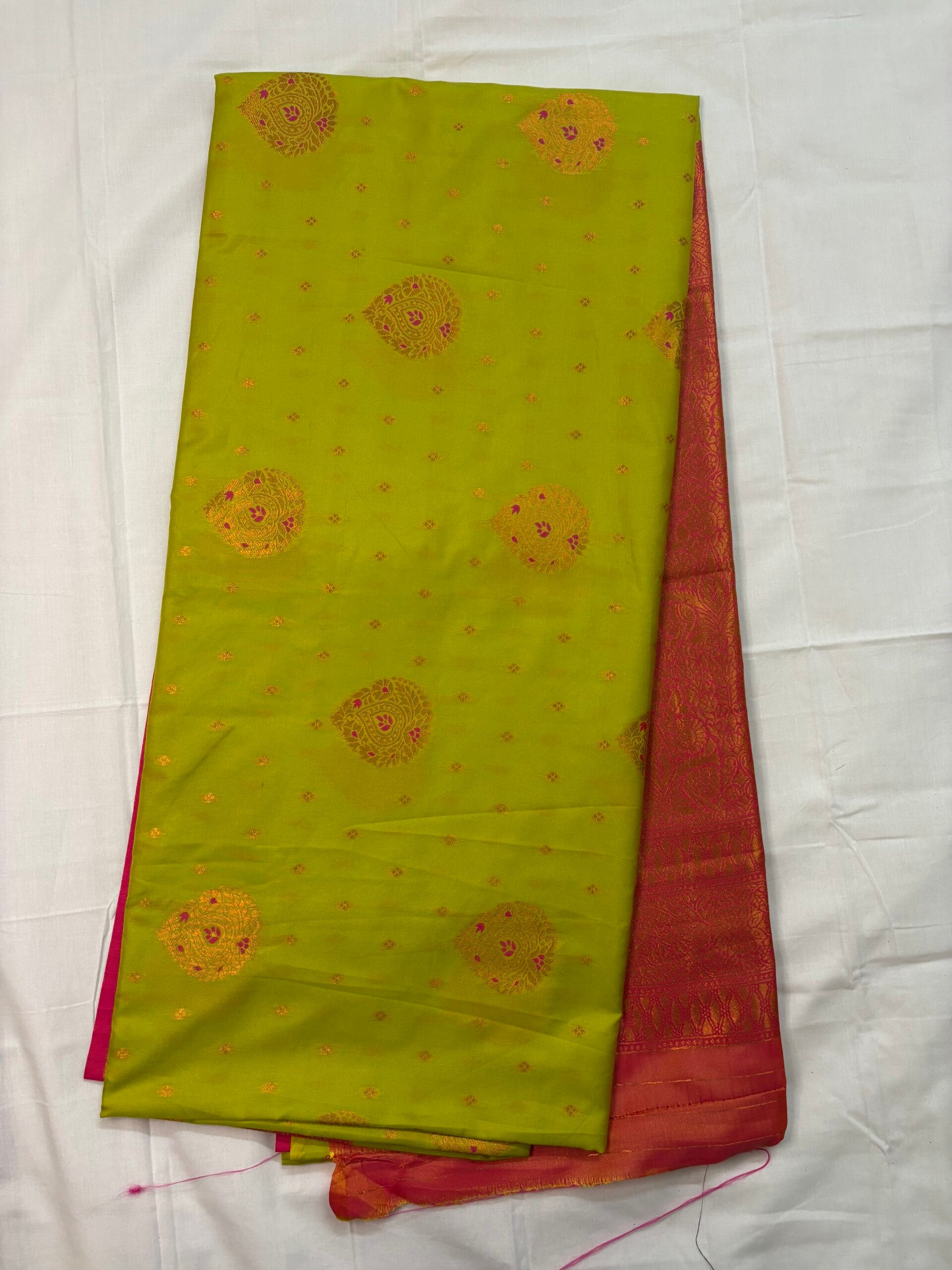 Parrot green kanchipuram soft silk saree