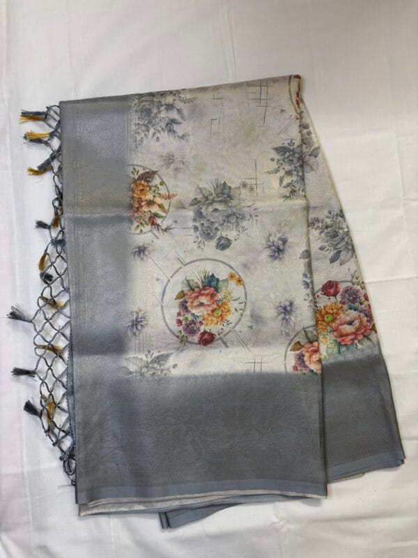 White Georgette printed saree