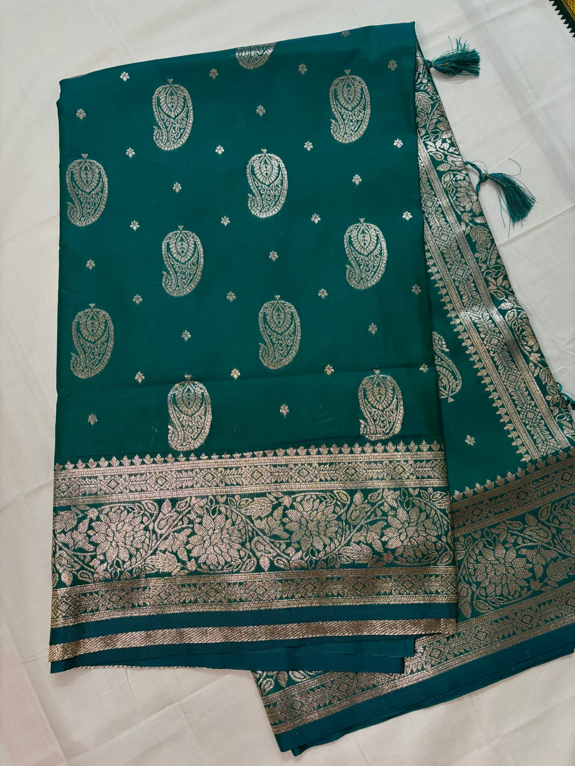 Green Banarasi silk saree