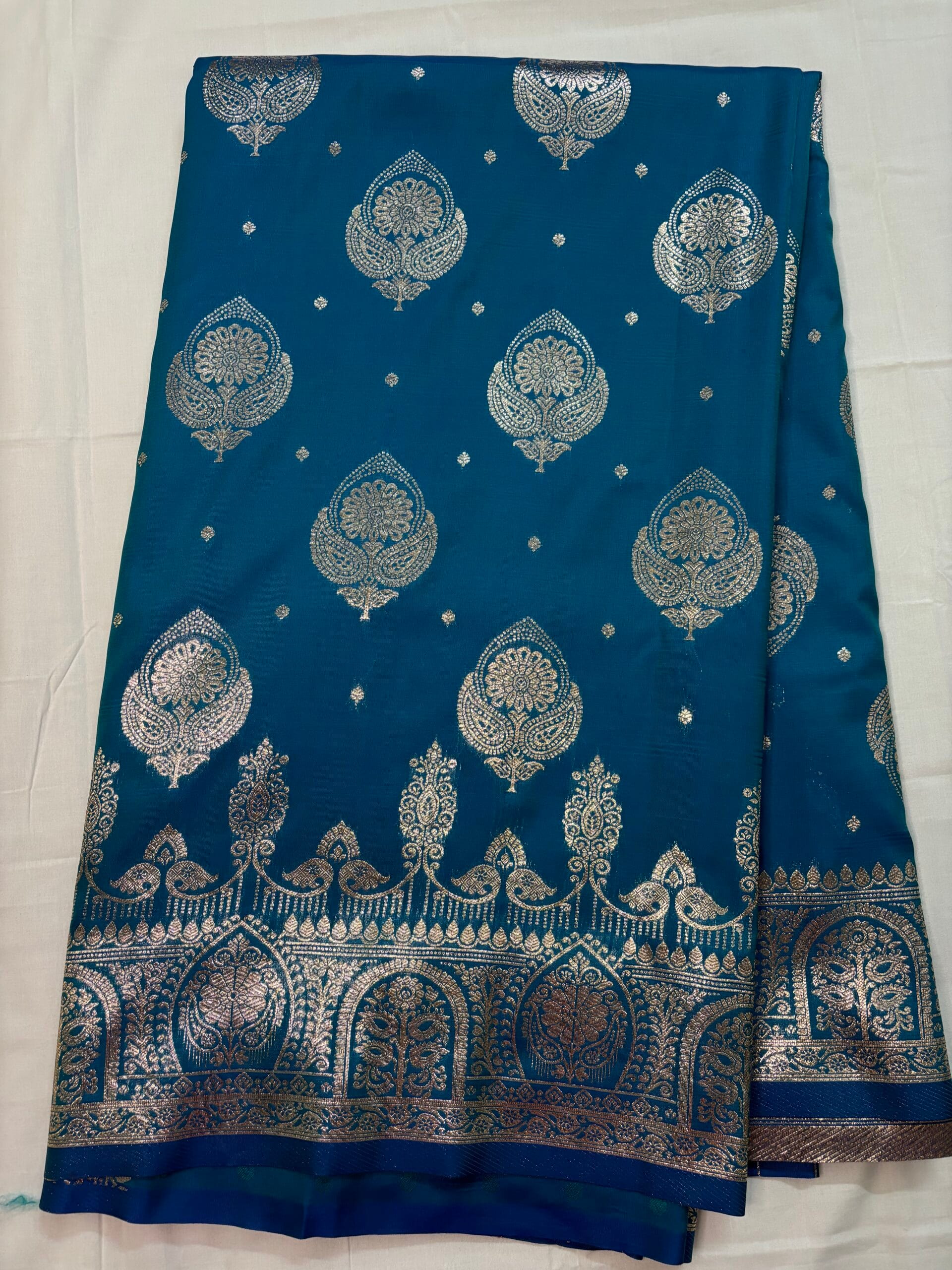 Blue Banarasi silk saree