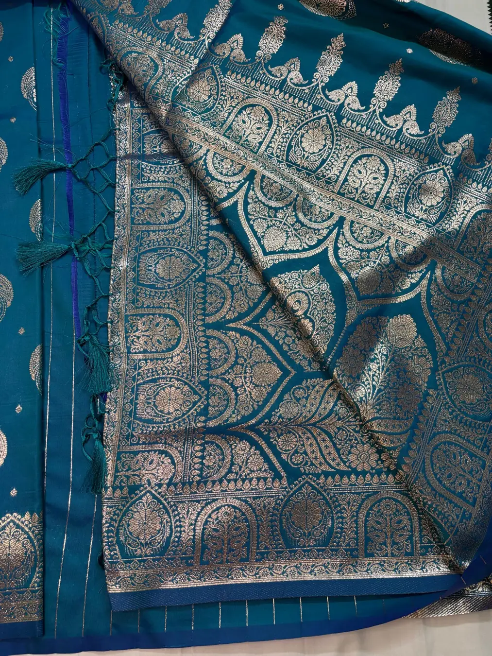 Blue Banarasi silk saree - Image 2