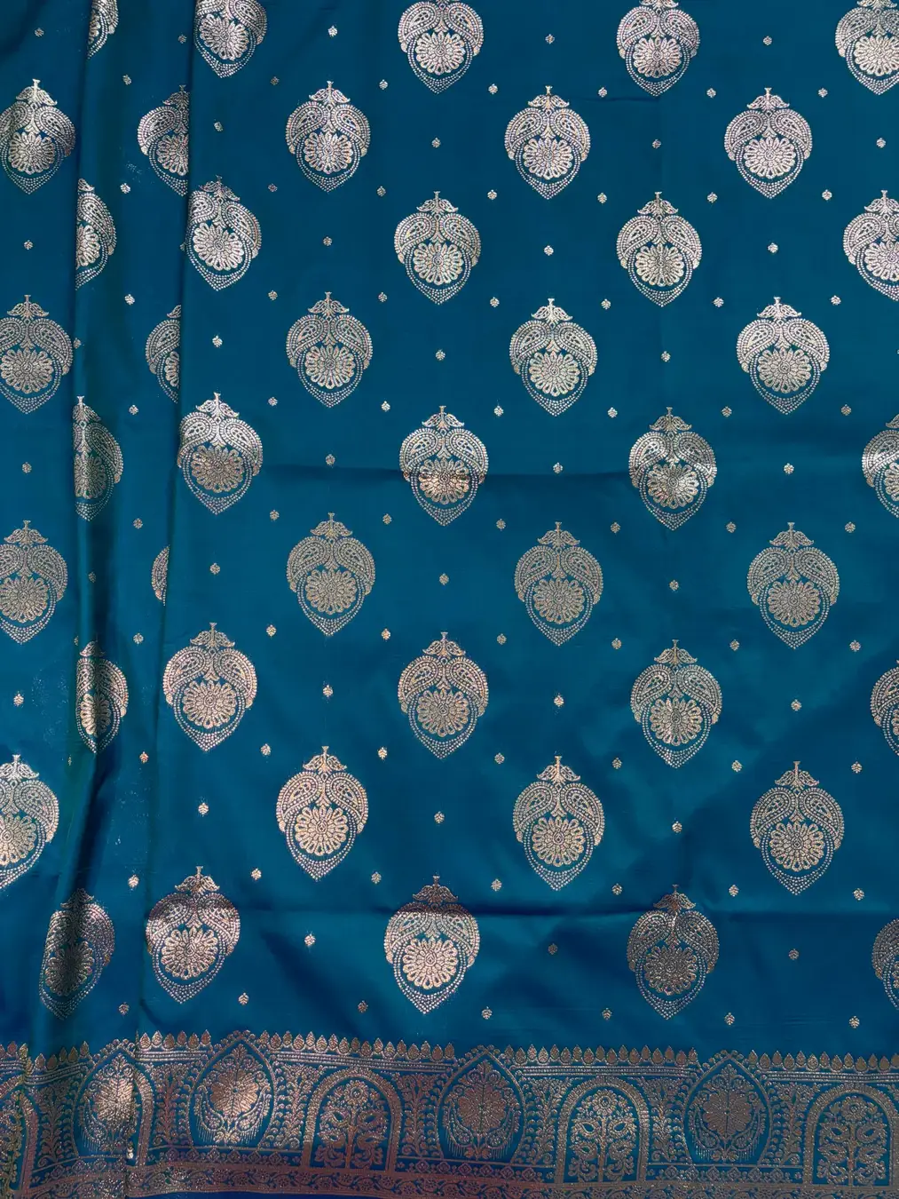 Blue Banarasi silk saree - Image 3