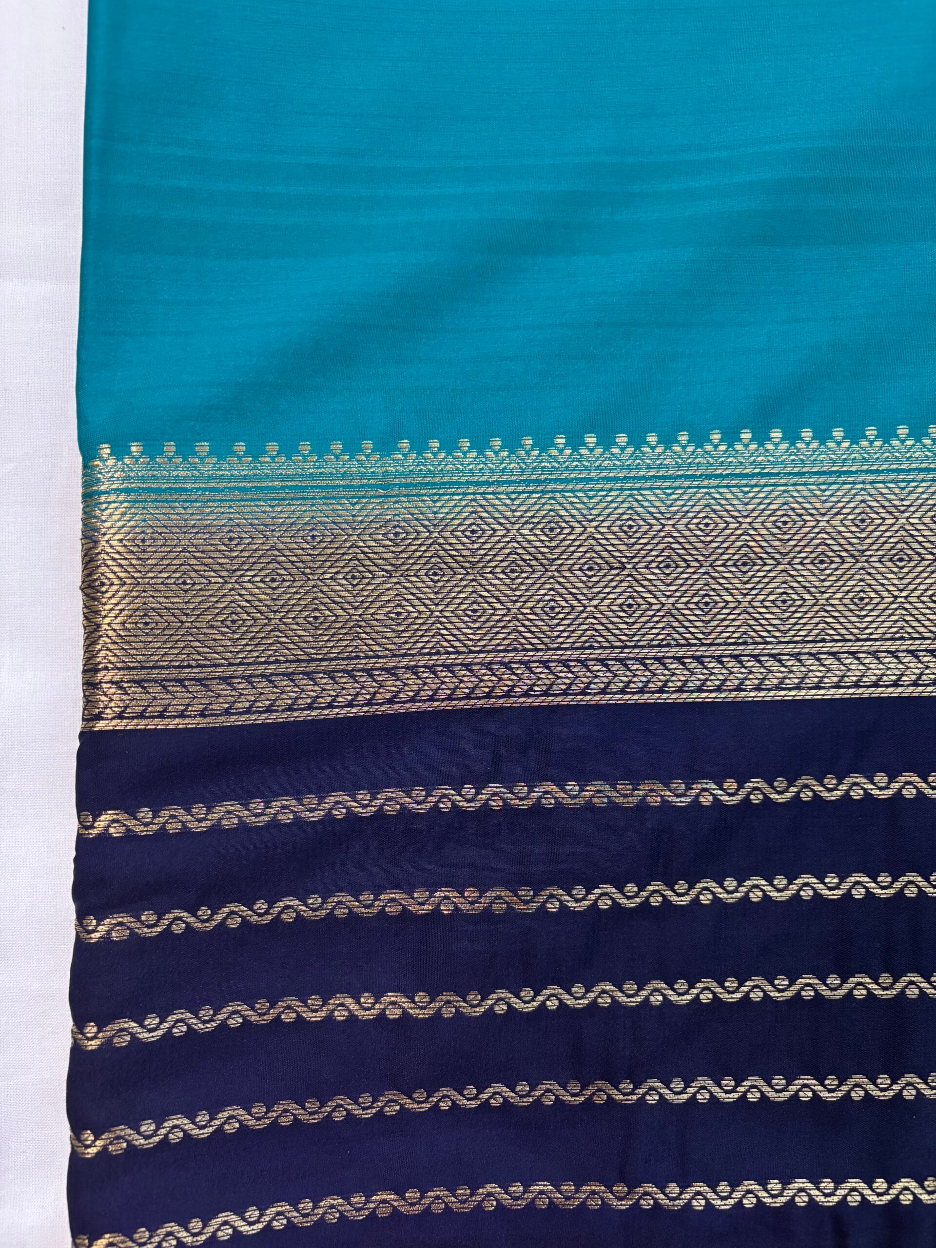 Blue semi-crepe Mysore silk saree