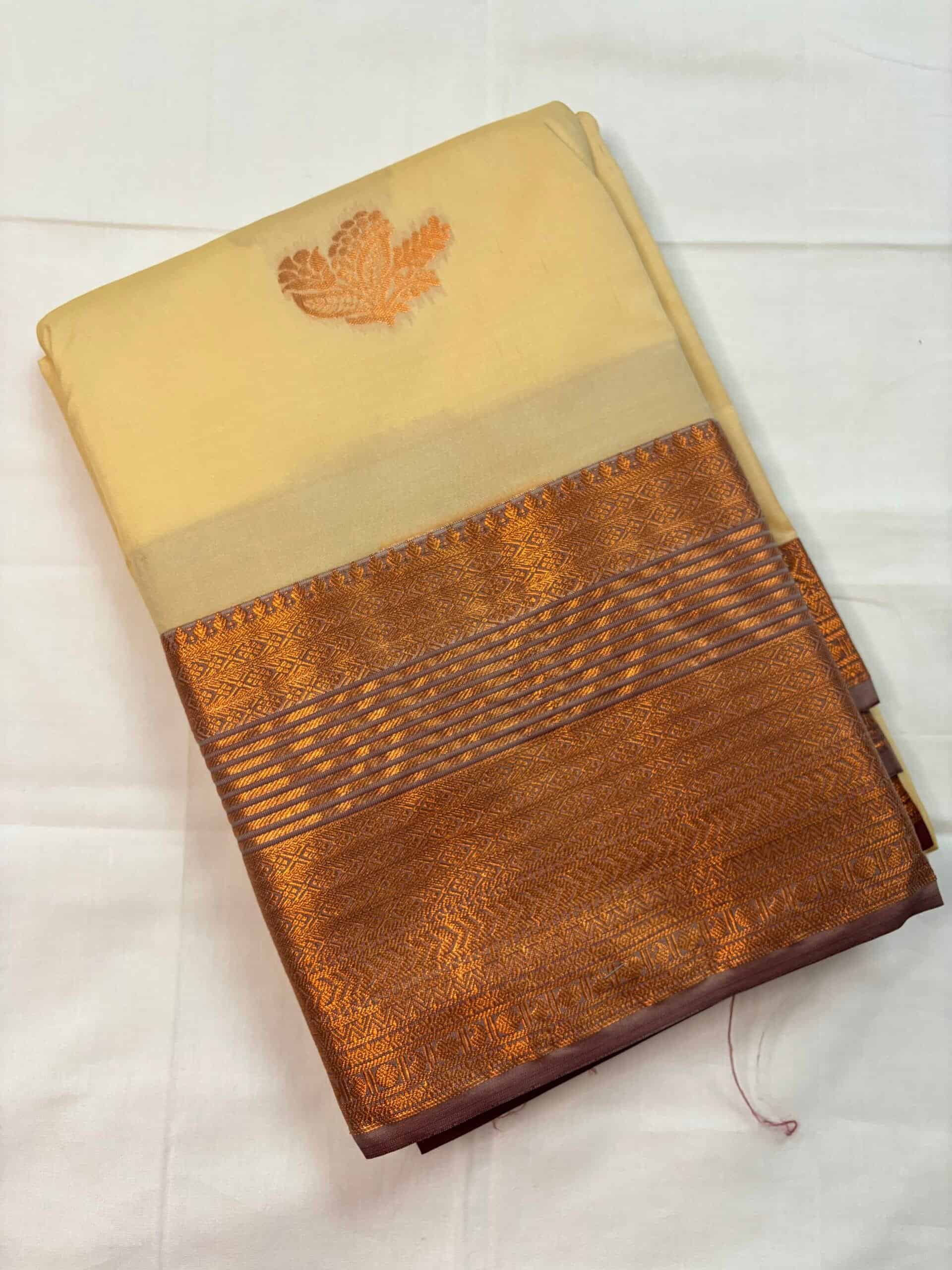 Cream Kanchipuram silk saree