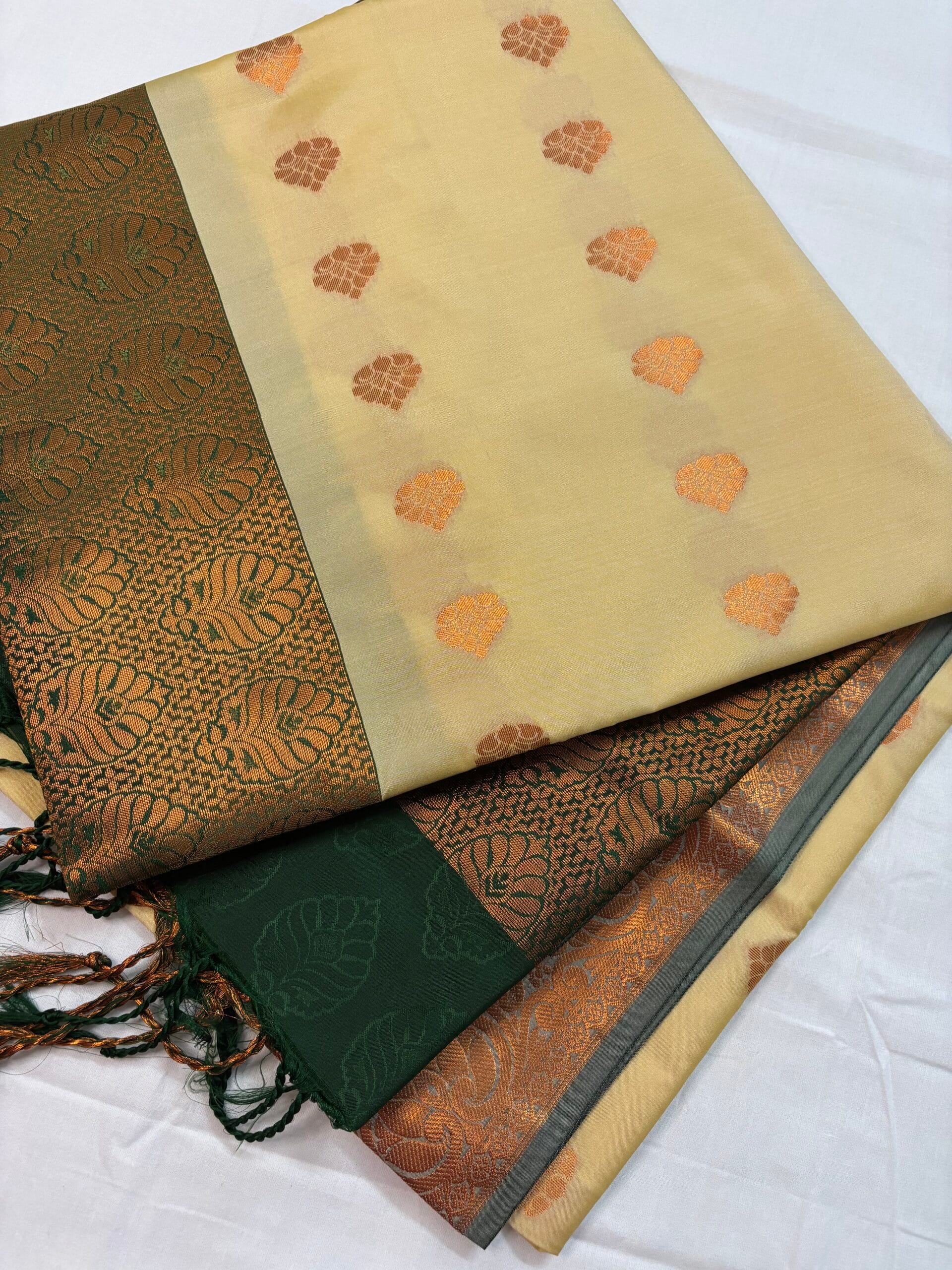 Cream kanchipuram silk saree
