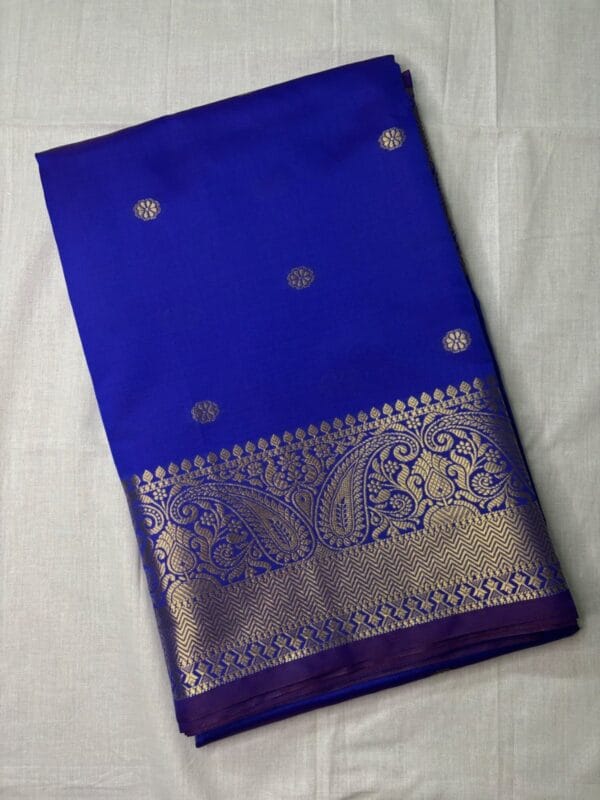 Blue Banarasi Semi katan Silk Saree