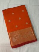 Orange Banarasi Semi katan Silk Saree