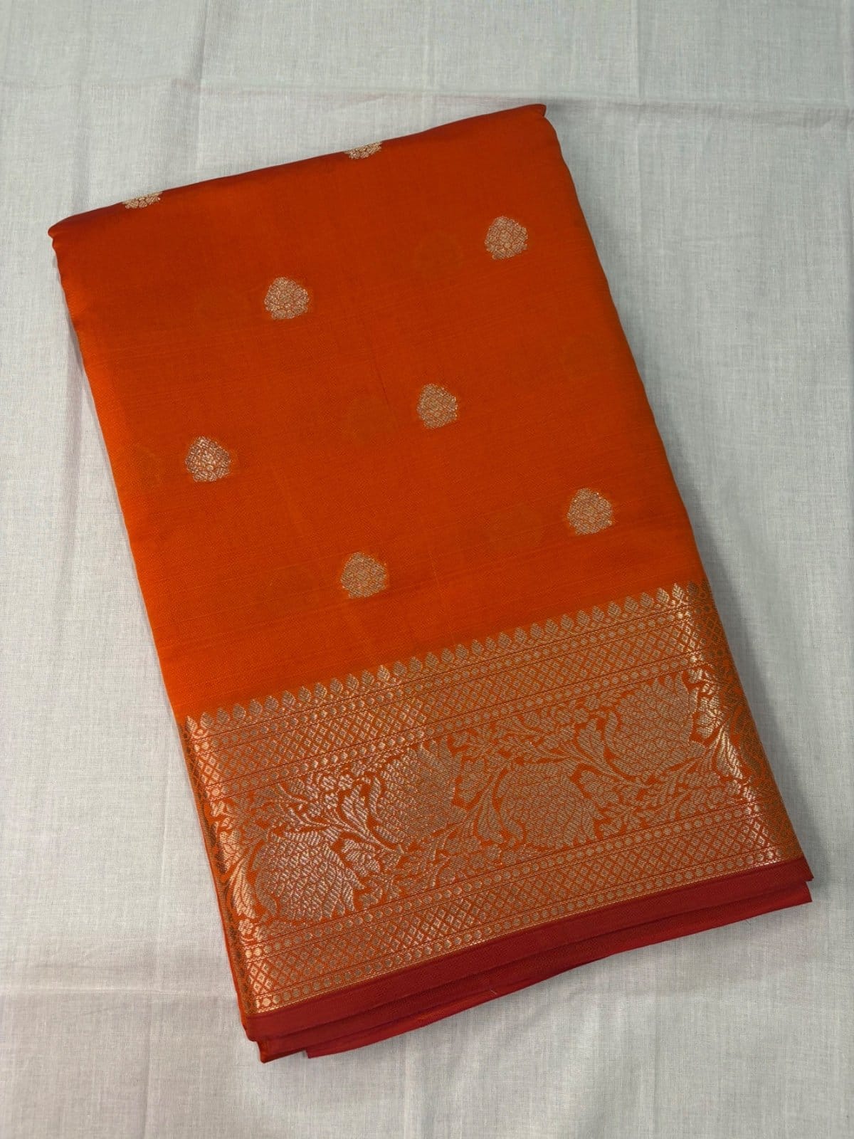 Orange Banarasi Semi katan Silk Saree